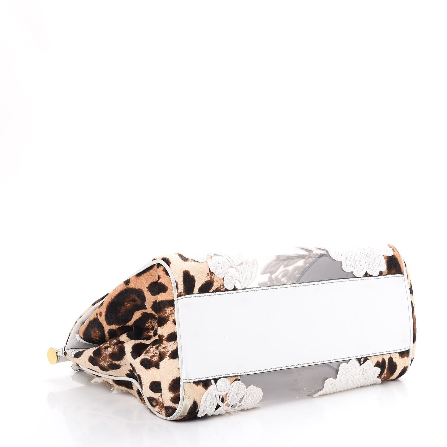 Calf Hair Leopard Print Lace Large Miss Sicily Satchel White