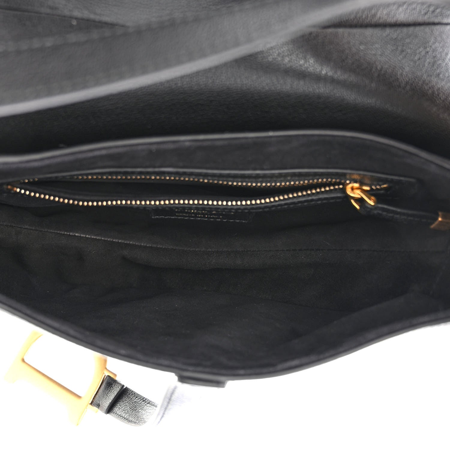 Christian Dior Shiny Goatskin Saddle Bag With Strap Black 5 of 10