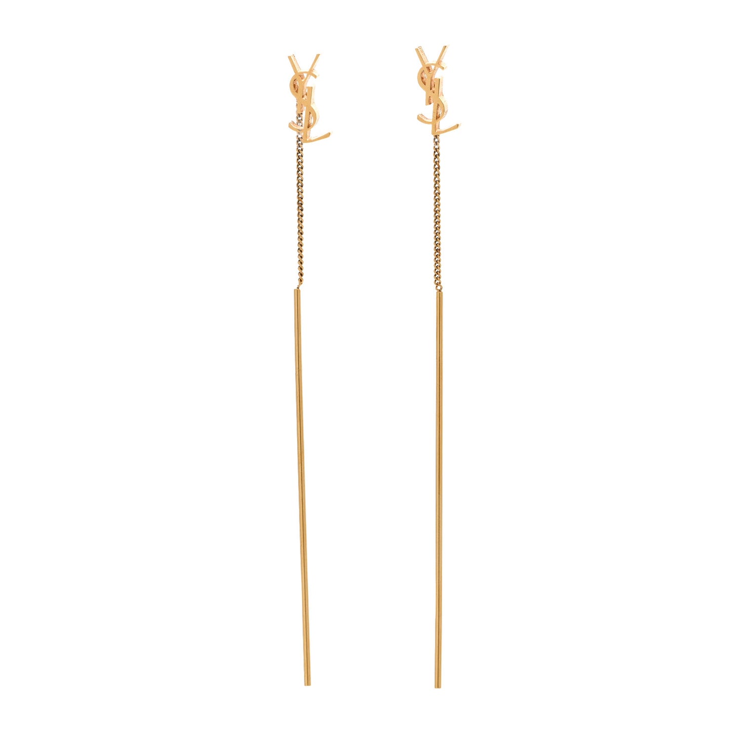 Metal Monogram Pendant Threader Earrings Gold