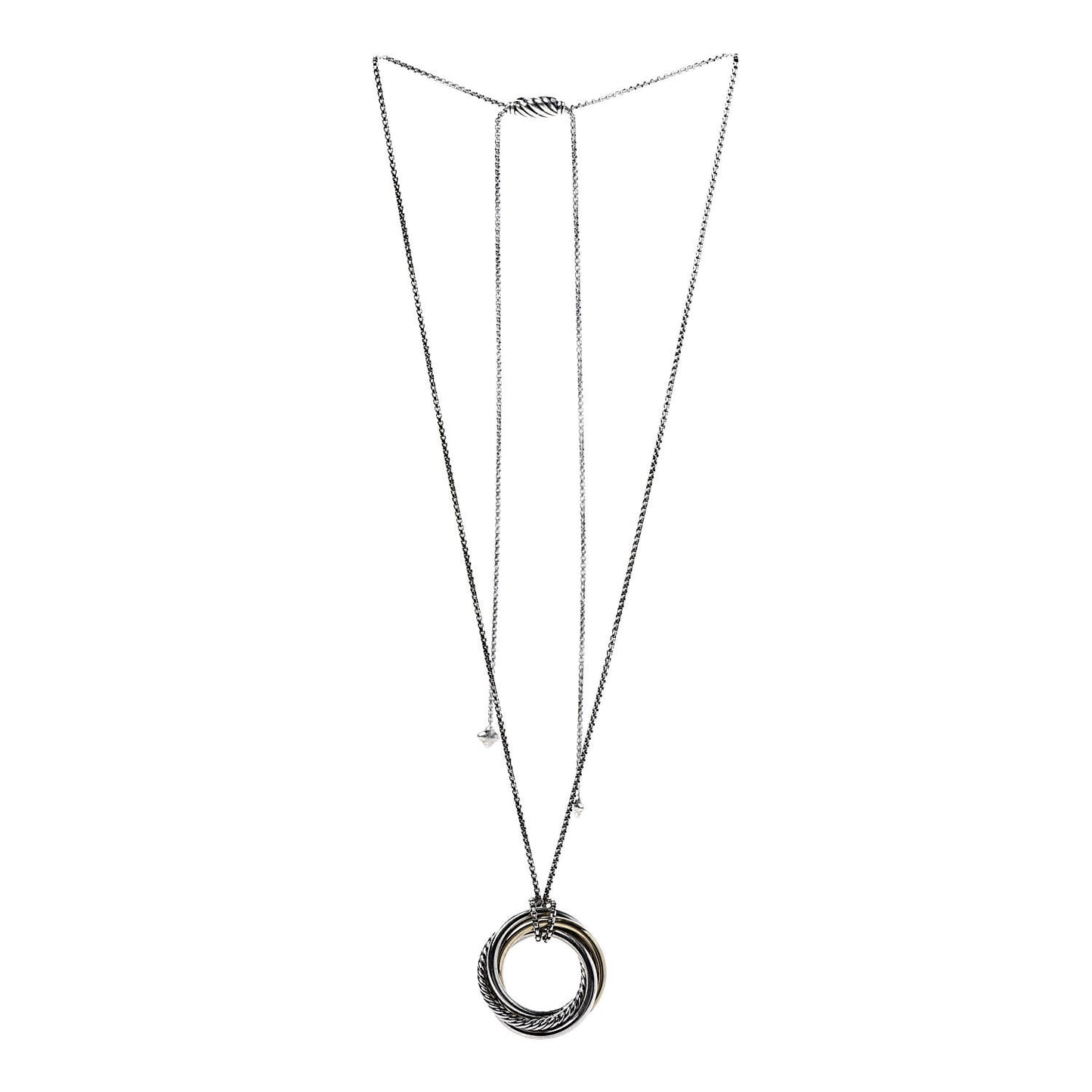 Sterling Silver 14K Yellow Gold 37mm Crossover Pendant Necklace