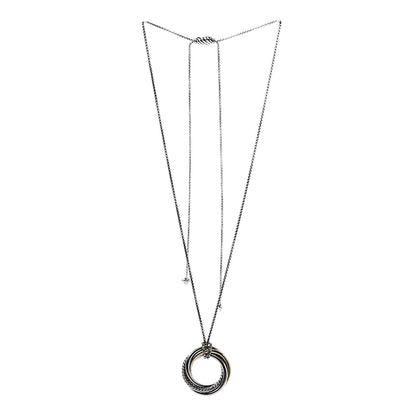 David Yurman Sterling Silver 14K Yellow Gold 37mm Crossover Pendant Necklace 3 of 5