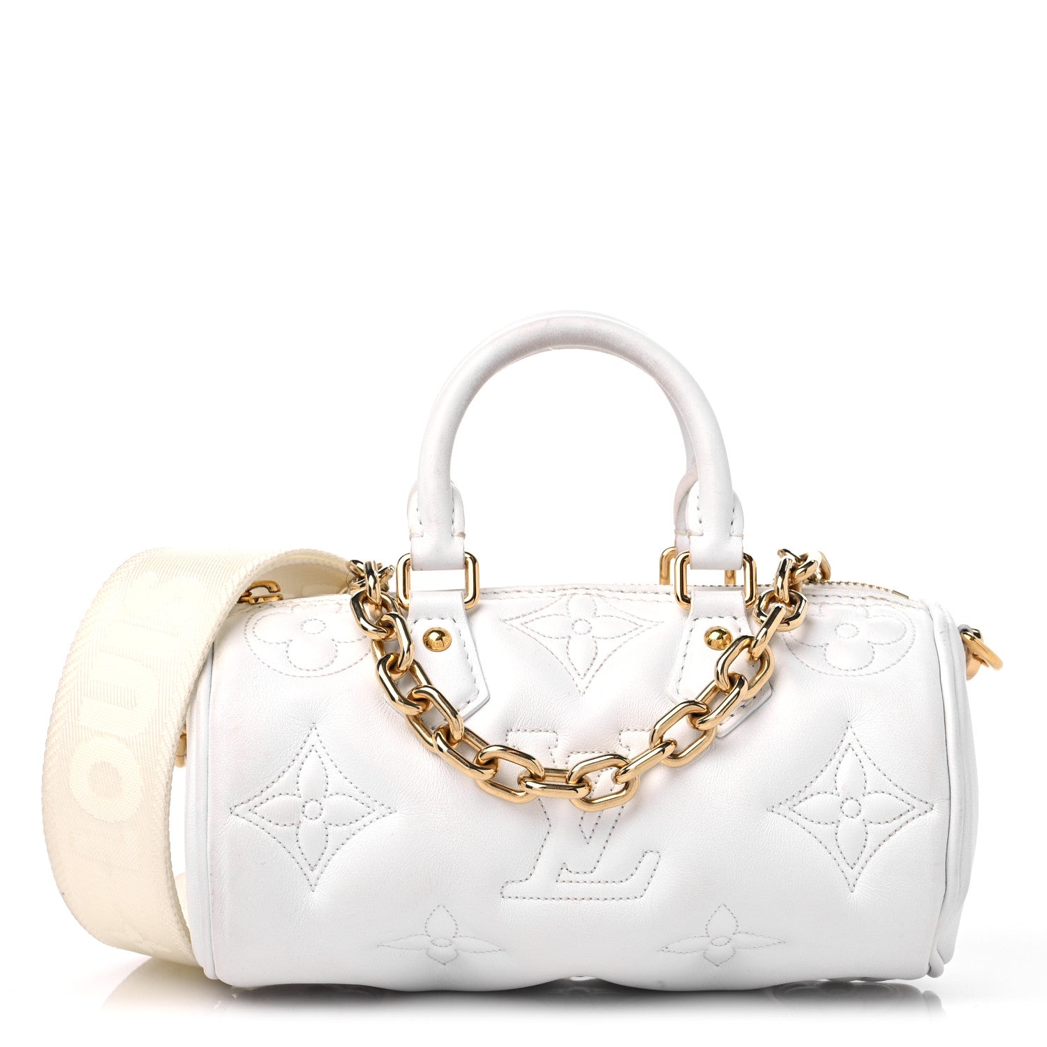 Louis Vuitton Calfskin Bubblegram Papillon BB Snow White 1 of 13