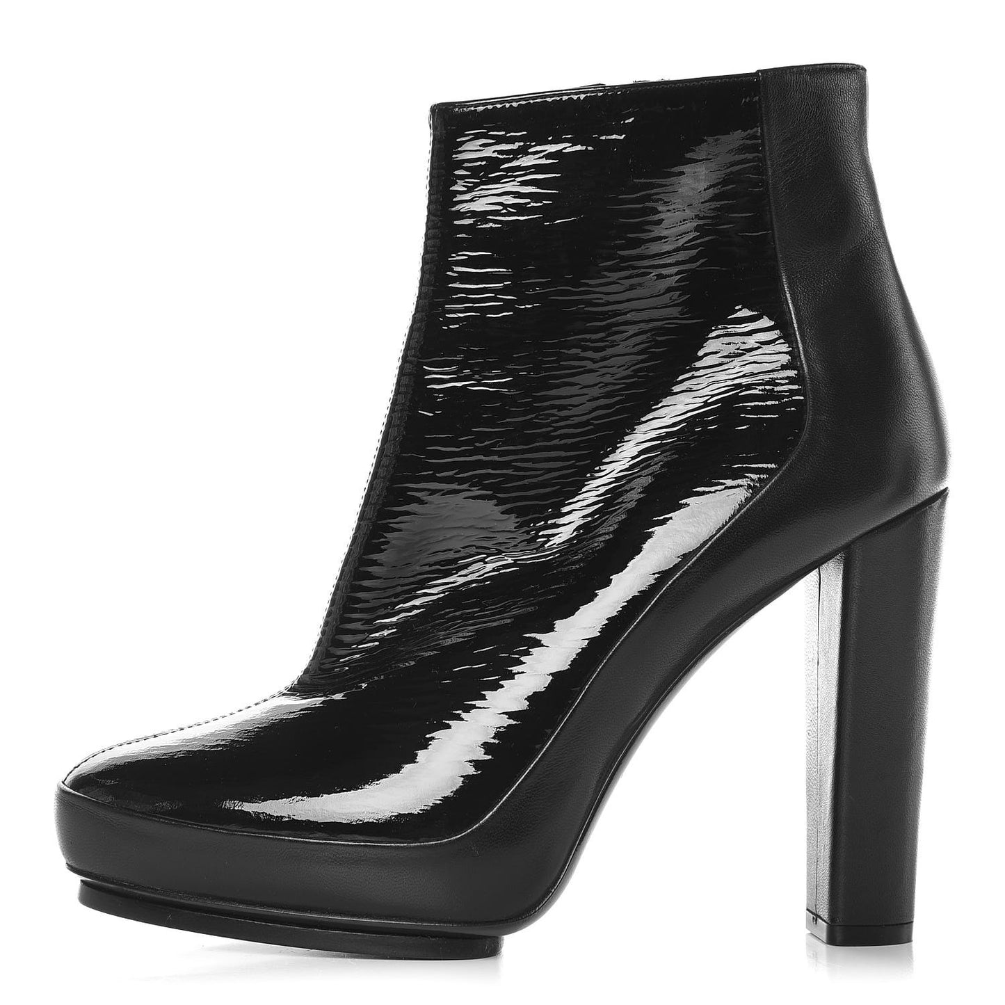 Nappa Vernis Ecorce Platform Ankle Boots 38 Black