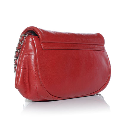 Chanel Lambskin Half Moon Wallet On Chain WOC Bag Red 3 of 9