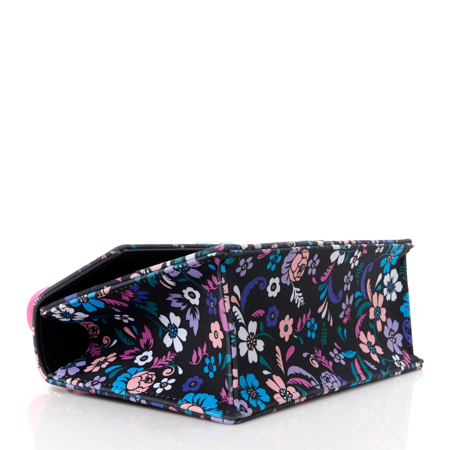 Fabric Jitney 1.4 Floral Print Top Handle Bag Black Multicolor