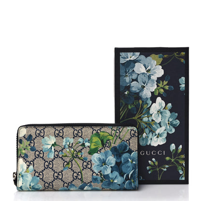 Gucci GG Supreme Monogram Blooms Zip Around Wallet Blue 7 of 7