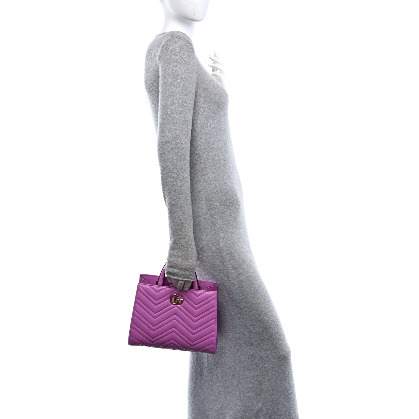 Calfskin Matelasse Small GG Marmont Tote Candy Mousse