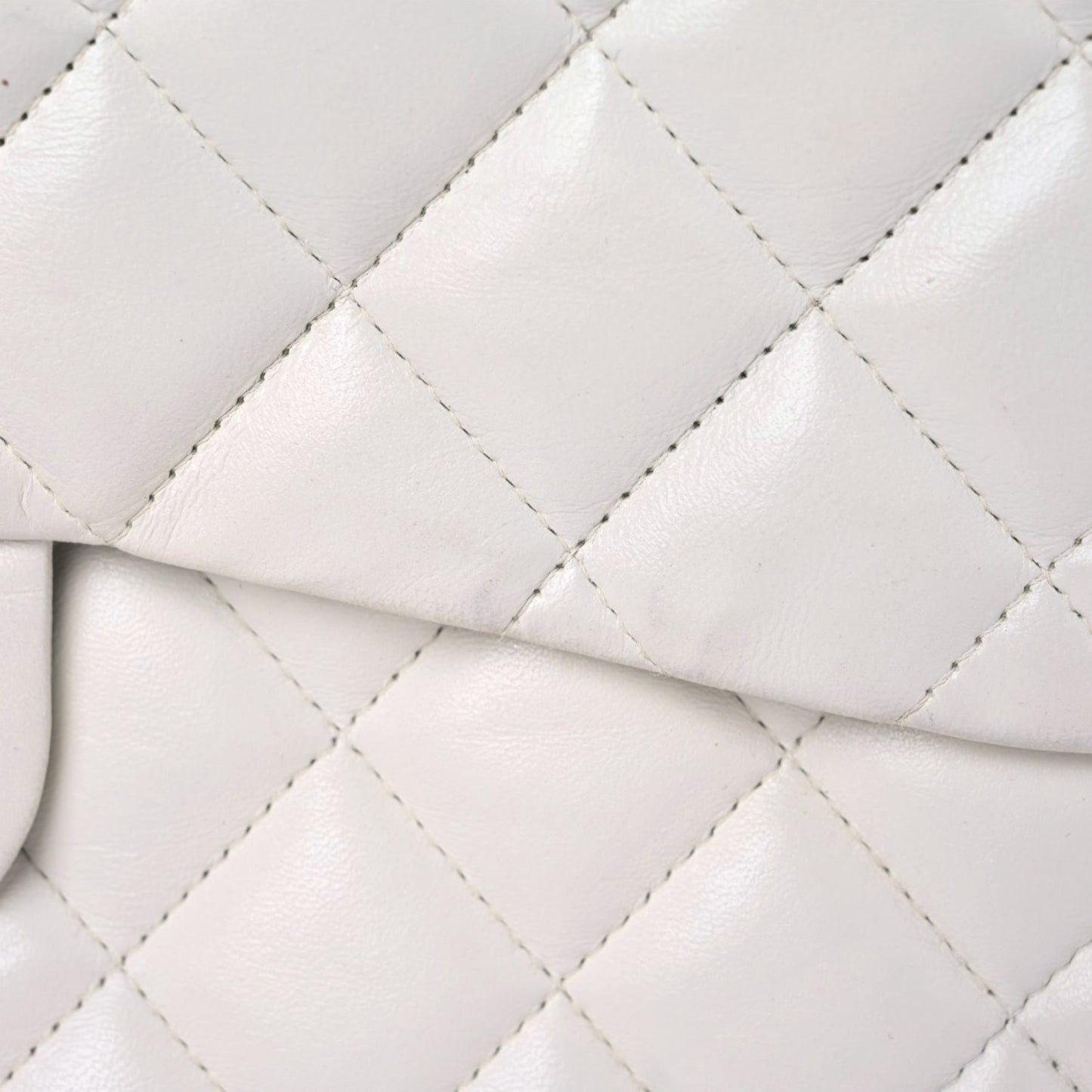 Lambskin Quilted Jumbo Single Flap White