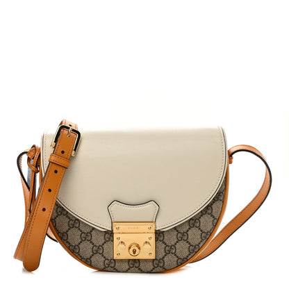 Gucci GG Supreme Monogram Calfskin Small Padlock Messenger Shoulder Bag Beige Mystic White Sun Oil 1 of 10