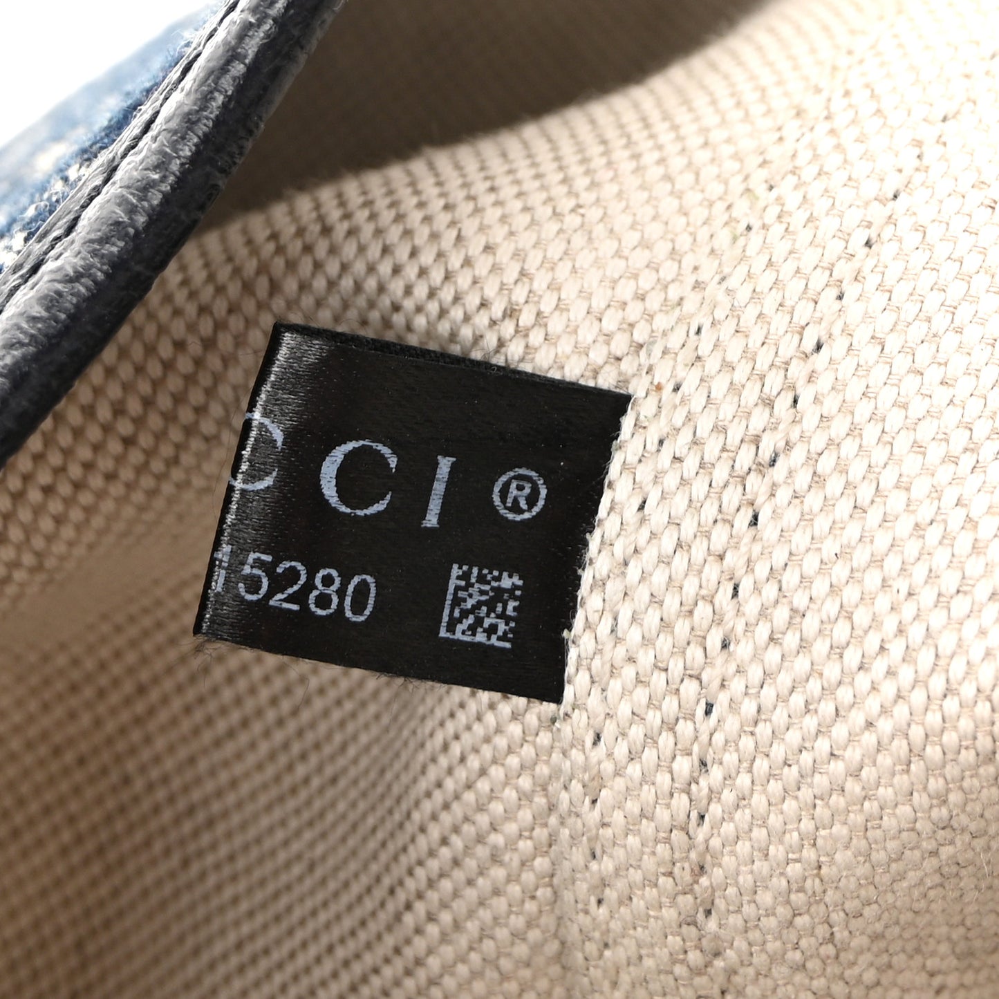 Denim GG Monogram Web Small Giglio Tote Blue White