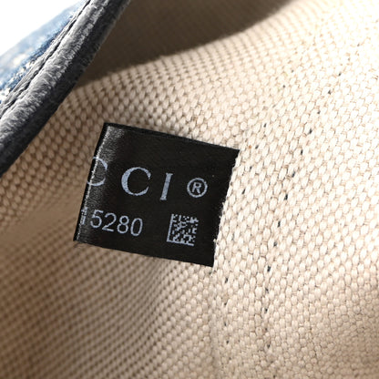 Gucci Denim GG Monogram Web Small Giglio Tote Blue White 7 of 11