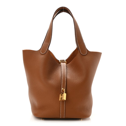 Hermes Taurillon Clemence Picotin Lock 22 MM Gold 1 of 11