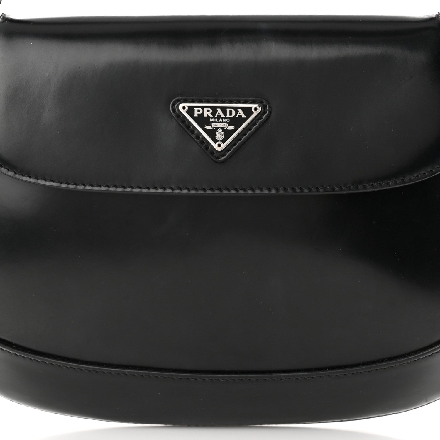 Prada Spazzolato Cleo Flap Shoulder Bag Black 7 of 10