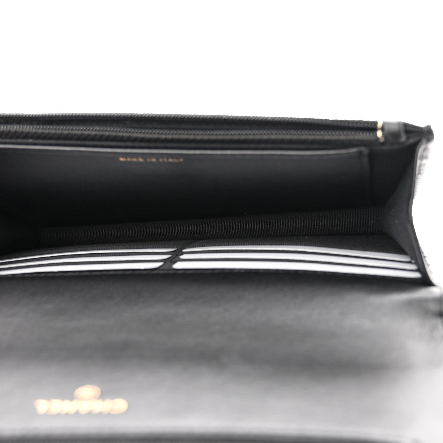 Lambskin Quilted Pearl Wallet On Chain WOC Black