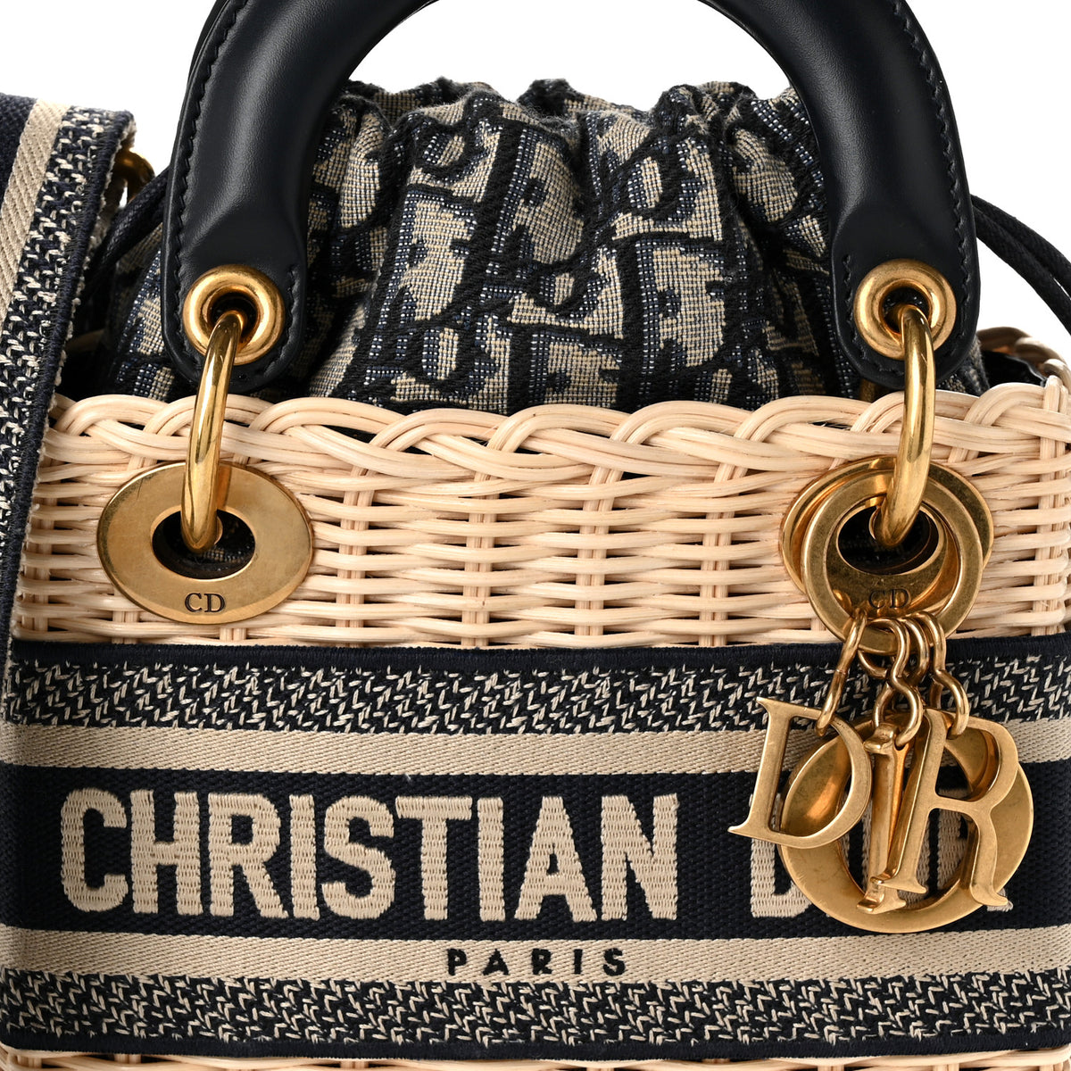 Christian Dior Wicker Oblique Mini Lady Dior Bag Blue 7 of 9