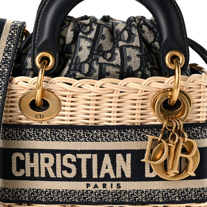 Christian Dior Wicker Oblique Mini Lady Dior Bag Blue 7 of 9