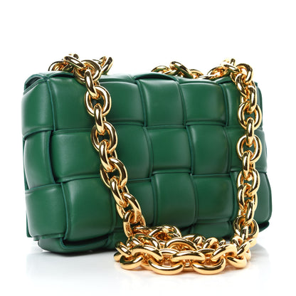 Bottega Veneta Lambskin Maxi Intreccio Padded Chain Cassette Crossbody Bag Racing Green 3 of 11