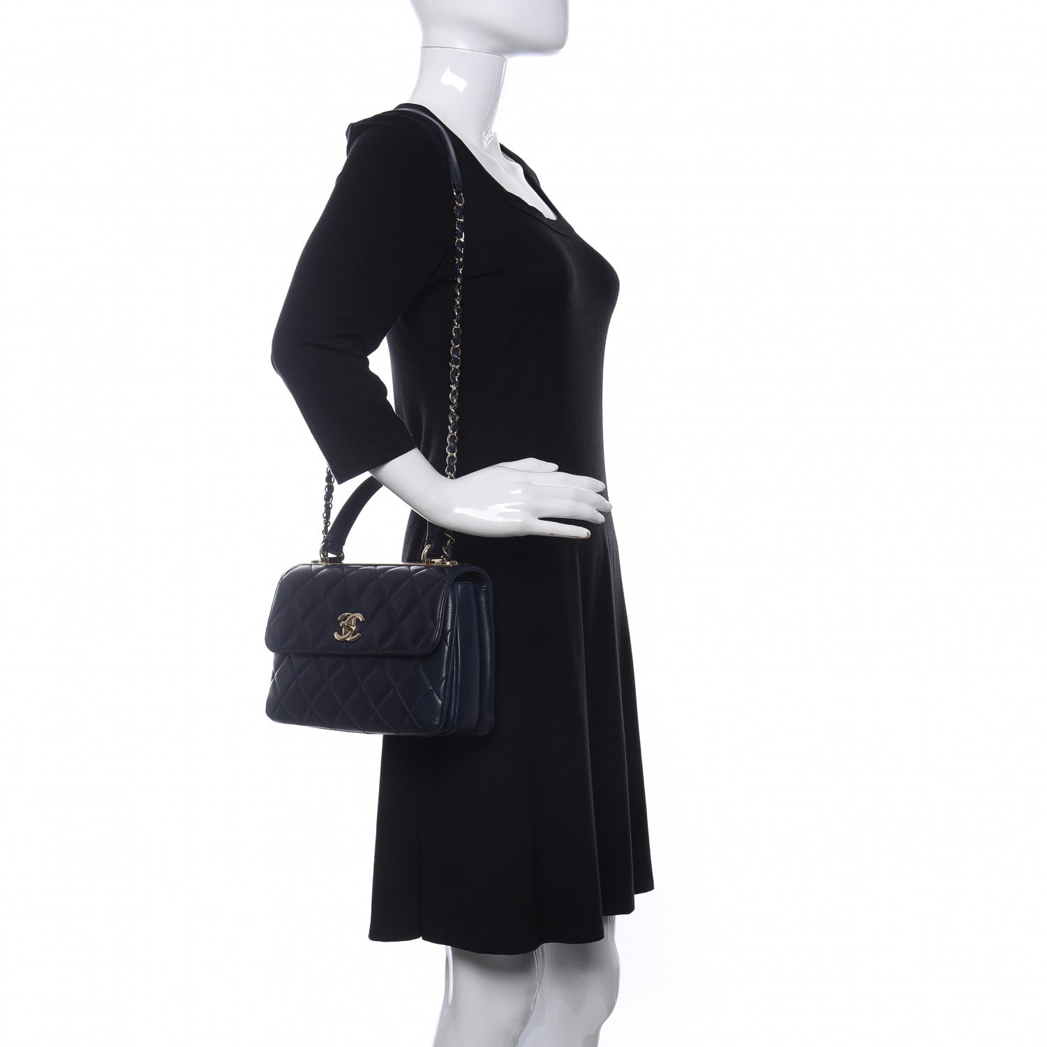 Chanel Lambskin Quilted Small Trendy CC Dual Handle Flap Bag Navy 2 of 11