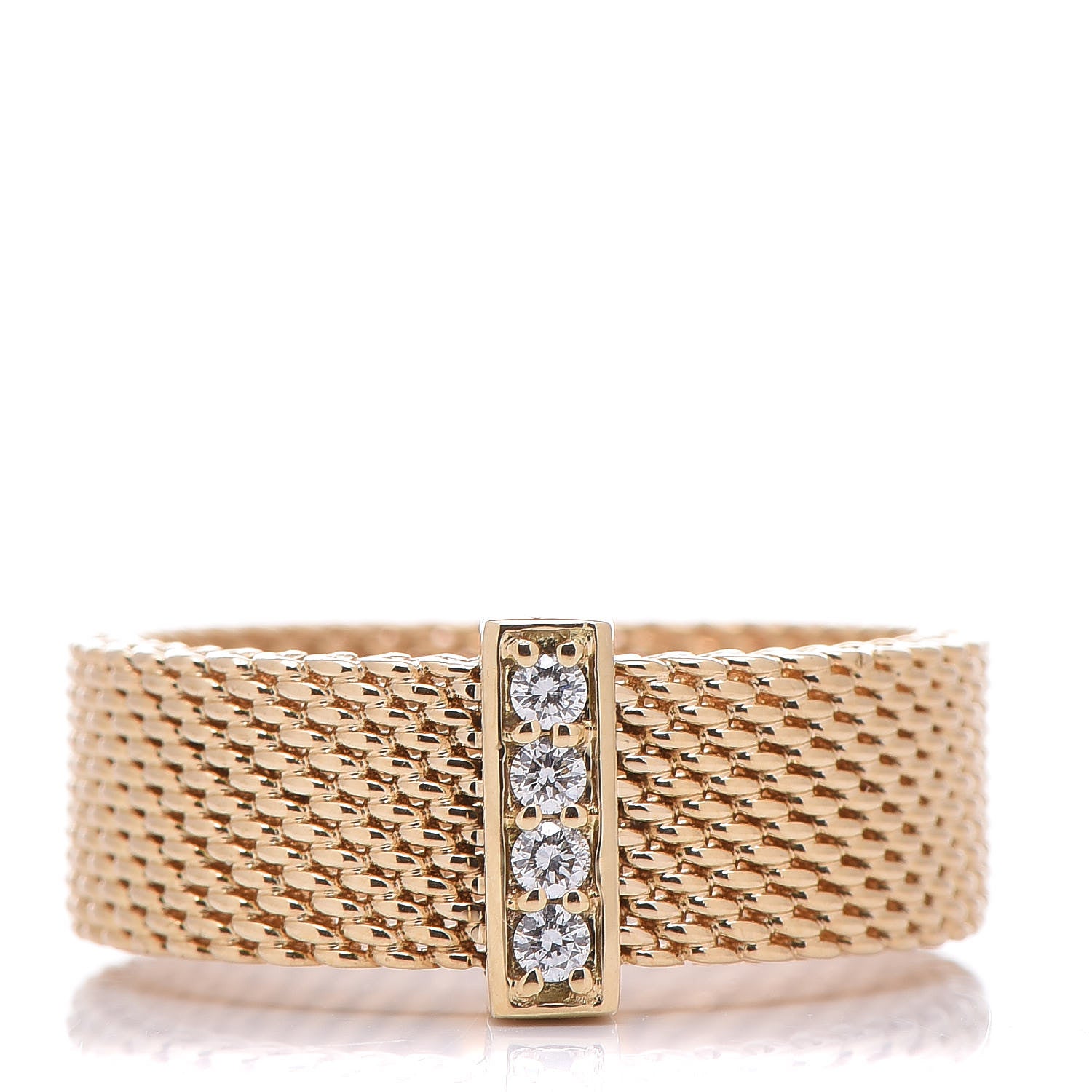 Tiffany 18K Yellow Gold 4 Diamond Somerset Ring 52 6 1 of 4