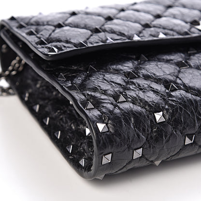 Valentino Garavani Craquele Nappa Rockstud Spike Wallet on Chain Black 8 of 9