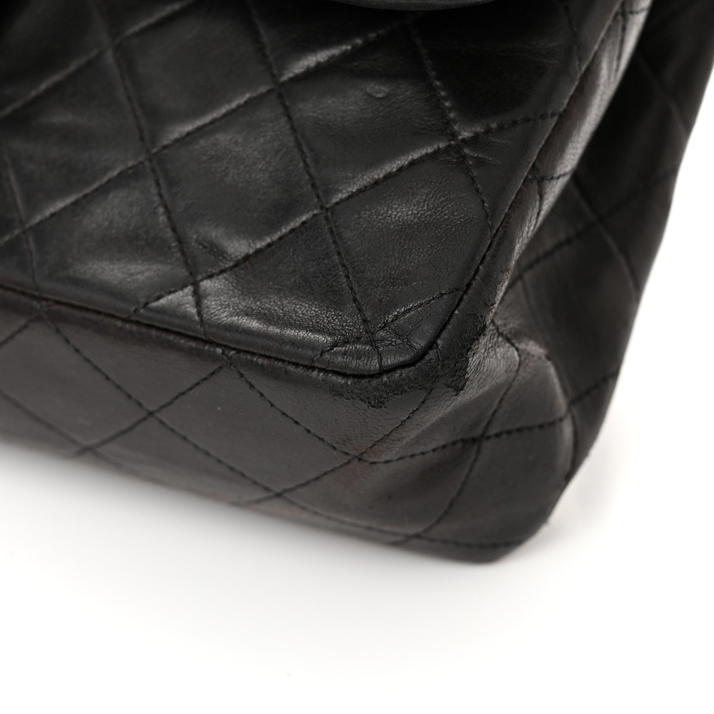 Lambskin Quilted Medium Double Flap Black