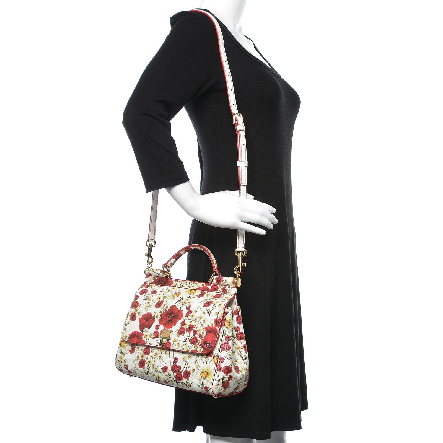 Dolce & Gabbana Dauphine Floral Print Medium Miss Sicily Satchel White 2 of 8