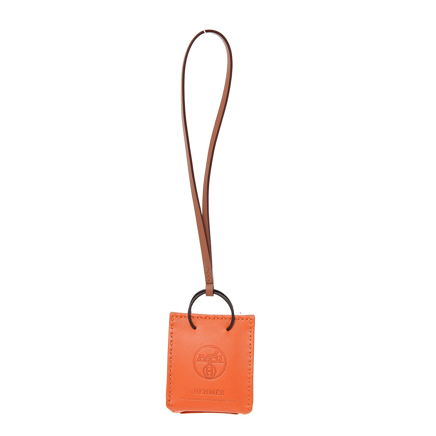 Hermes Milo Lambskin Swift Shopping Bag Charm Feu Gold 1 of 4