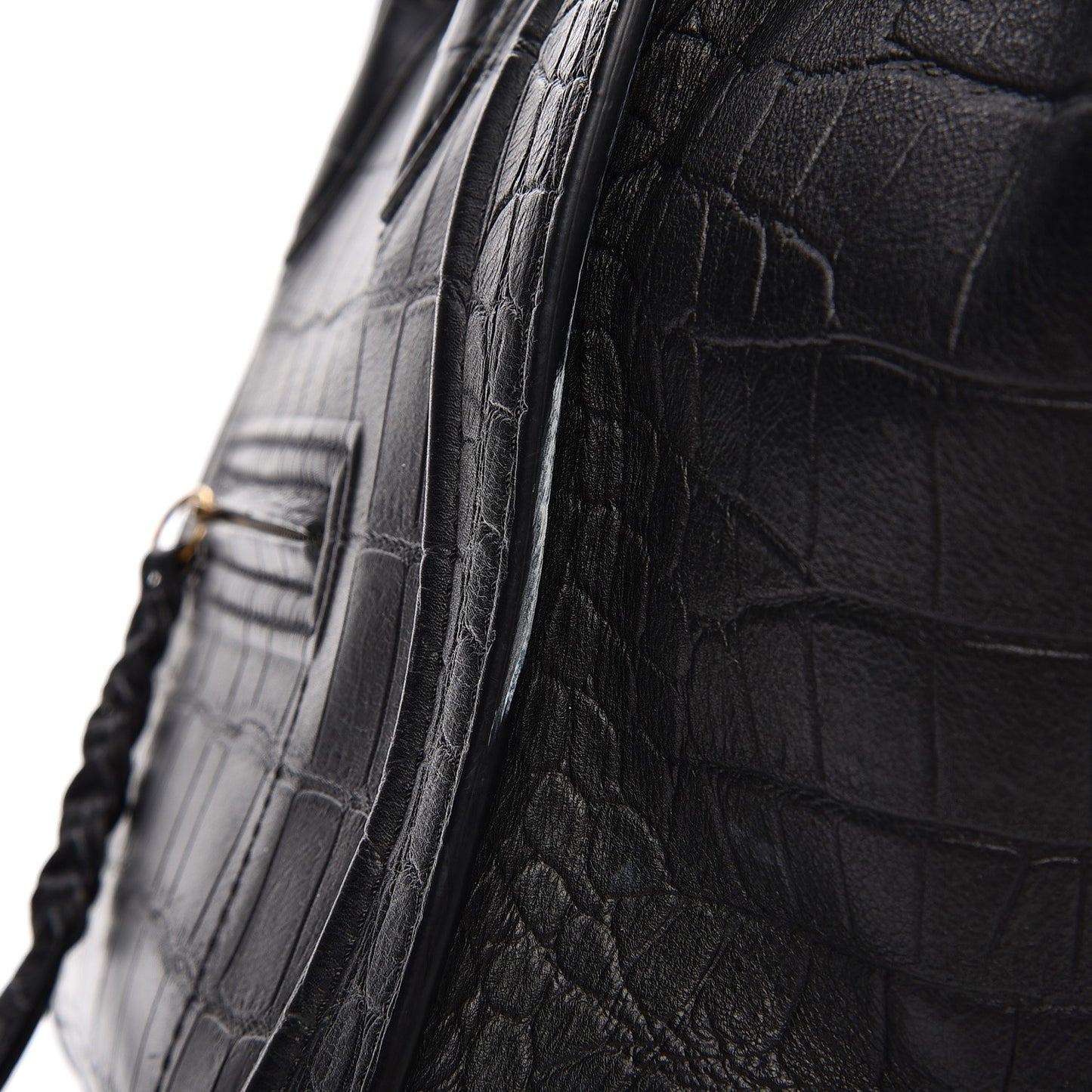 Crocodile Embossed Calfskin Medium Phantom Luggage Black