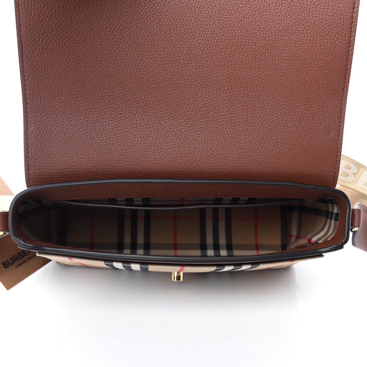 Calfskin Vintage Check Note Crossbody Bag Tan