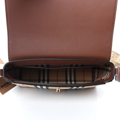 Burberry Calfskin Vintage Check Note Crossbody Bag Tan 5 of 9