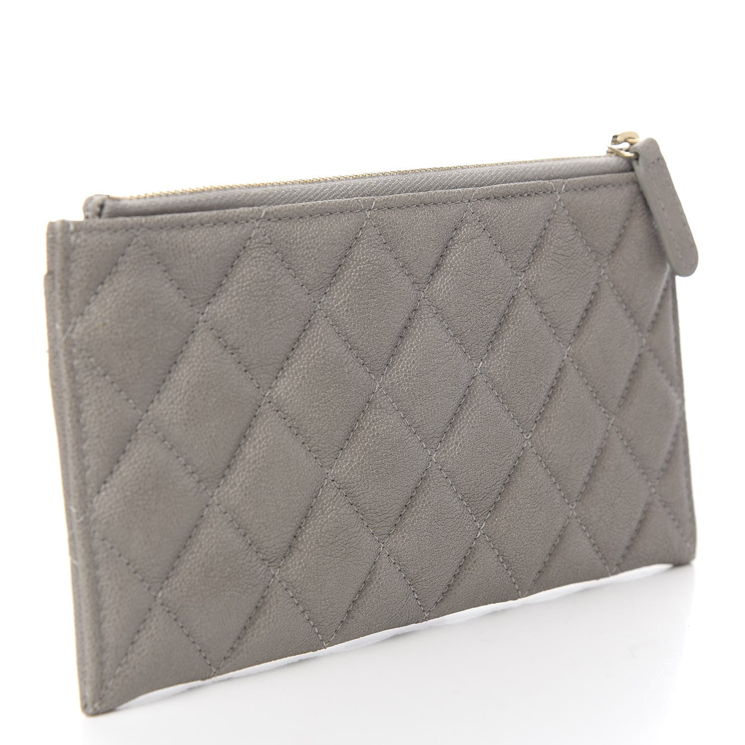 Chanel Caviar Quilted Classic Zip Boy Pouch Grey 2 of 7