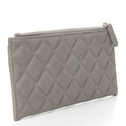 Chanel Caviar Quilted Classic Zip Boy Pouch Grey 2 of 7