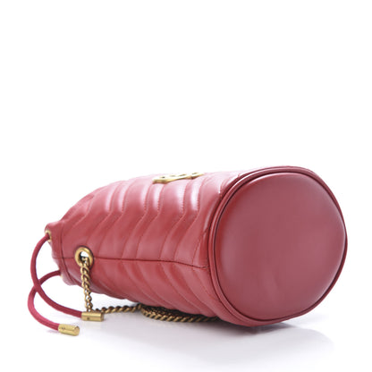 Gucci Calfskin Matelasse Mini GG Marmont 2.0 Bucket Bag Hibiscus Red 4 of 11