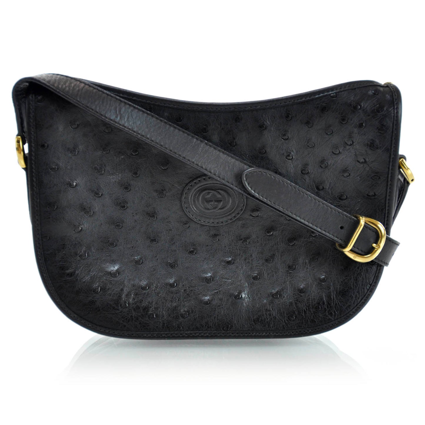 Ostrich Shoulder Bag Black
