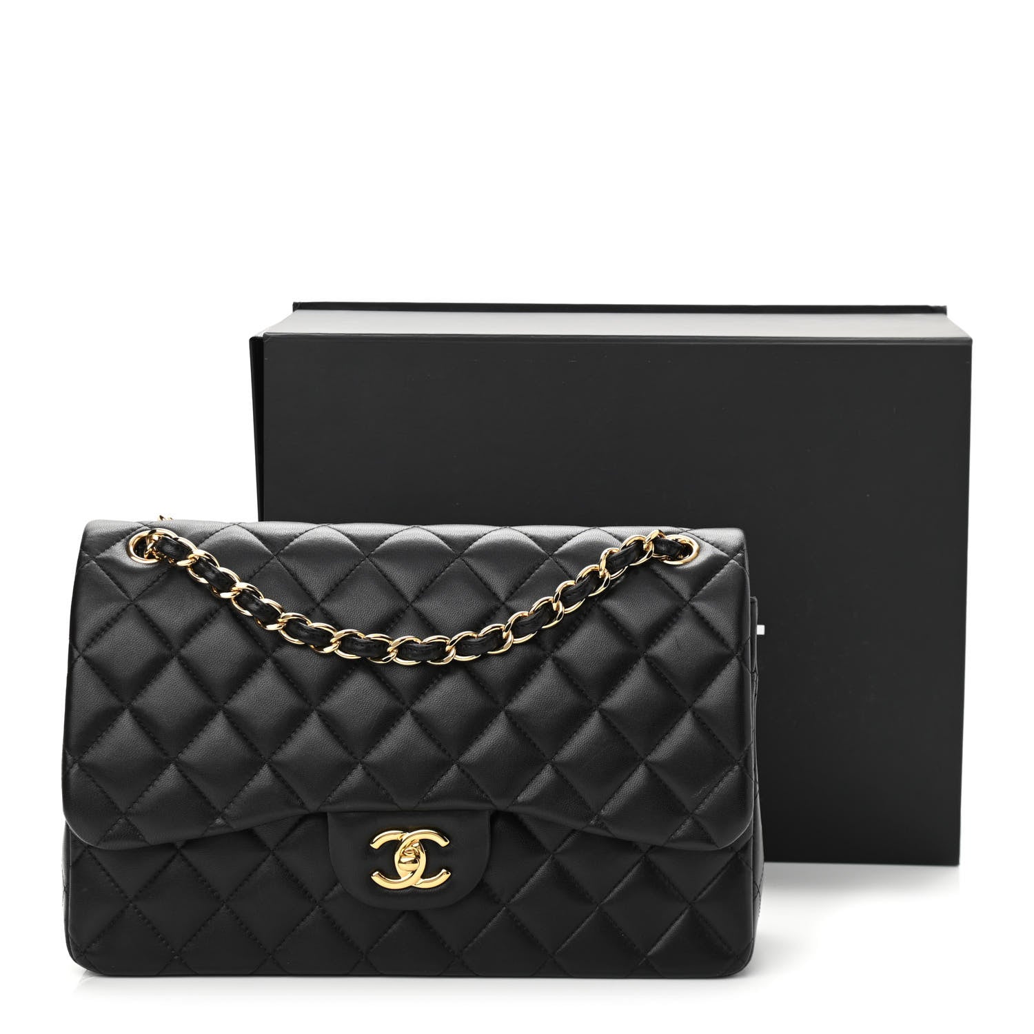 Chanel Lambskin Quilted Jumbo Double Flap Black 11 of 11