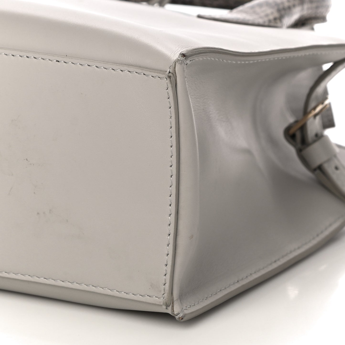 Calfskin Elaphe Snakeskin Mini Padlock All Afternoon Tote Gris Acier