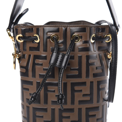 Fendi Vitello Liberty F is Fendi Bi-Color FF 1974 Embossed Mini Mon Tresor Bucket Bag Maya Black 9 of 11