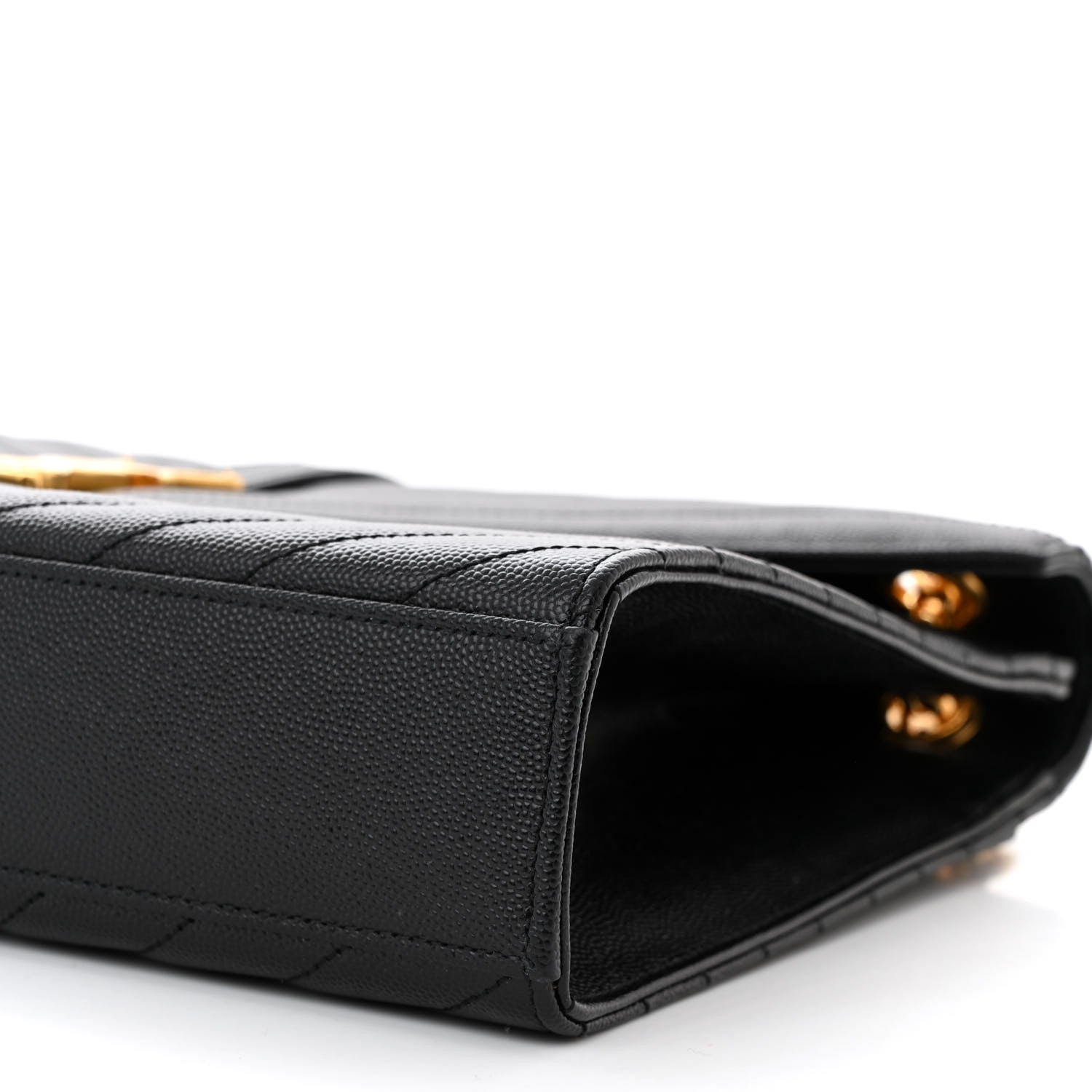 Saint Laurent Grain De Poudre Matelasse Chevron Large Monogram Satchel Black 9 of 10