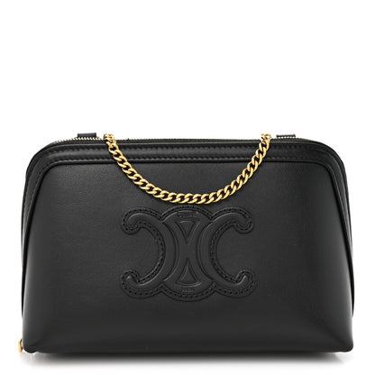 Celine Smooth Calfskin Cuir Triomphe Clutch on Chain Black 1 of 11