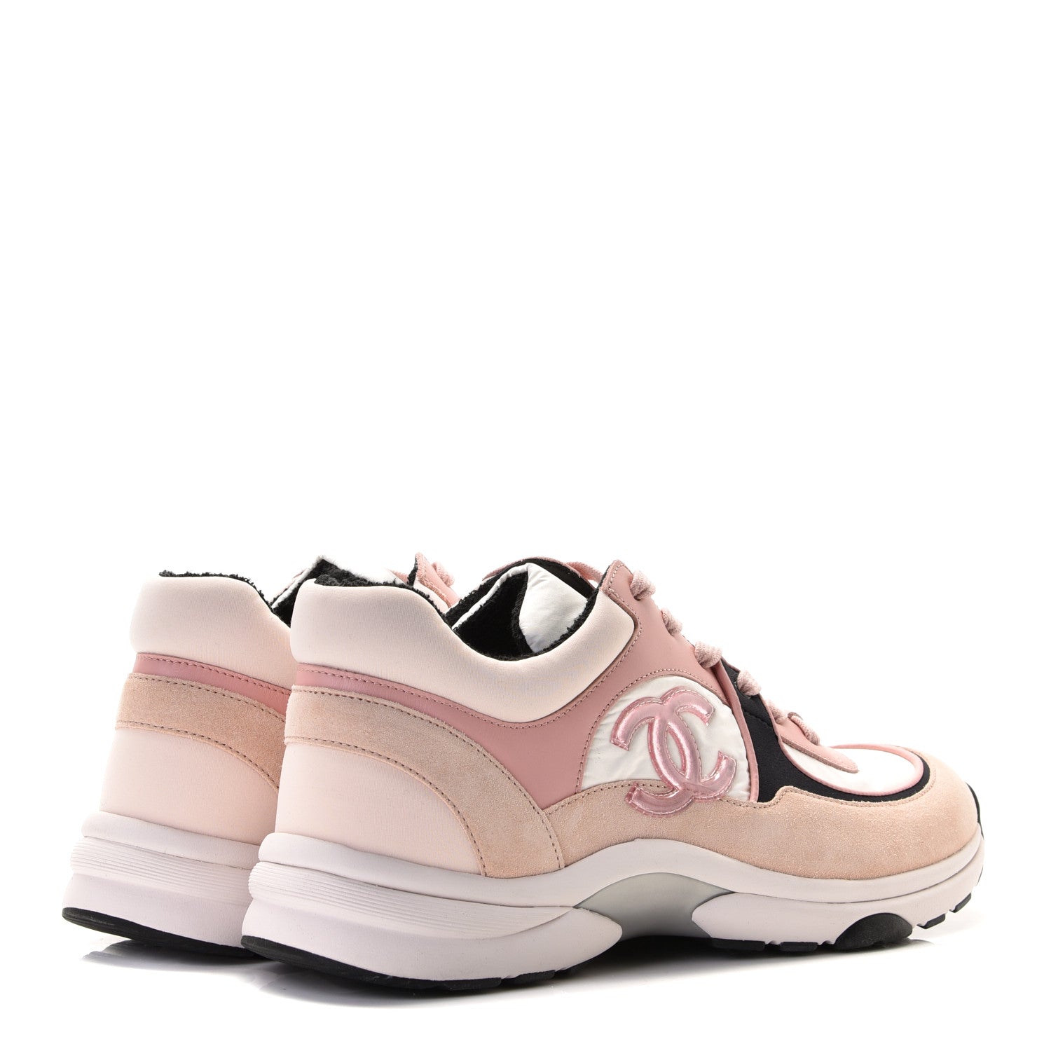 Chanel Nylon Lambskin Suede Calfskin CC Sneakers 41 Pink 3 of 8