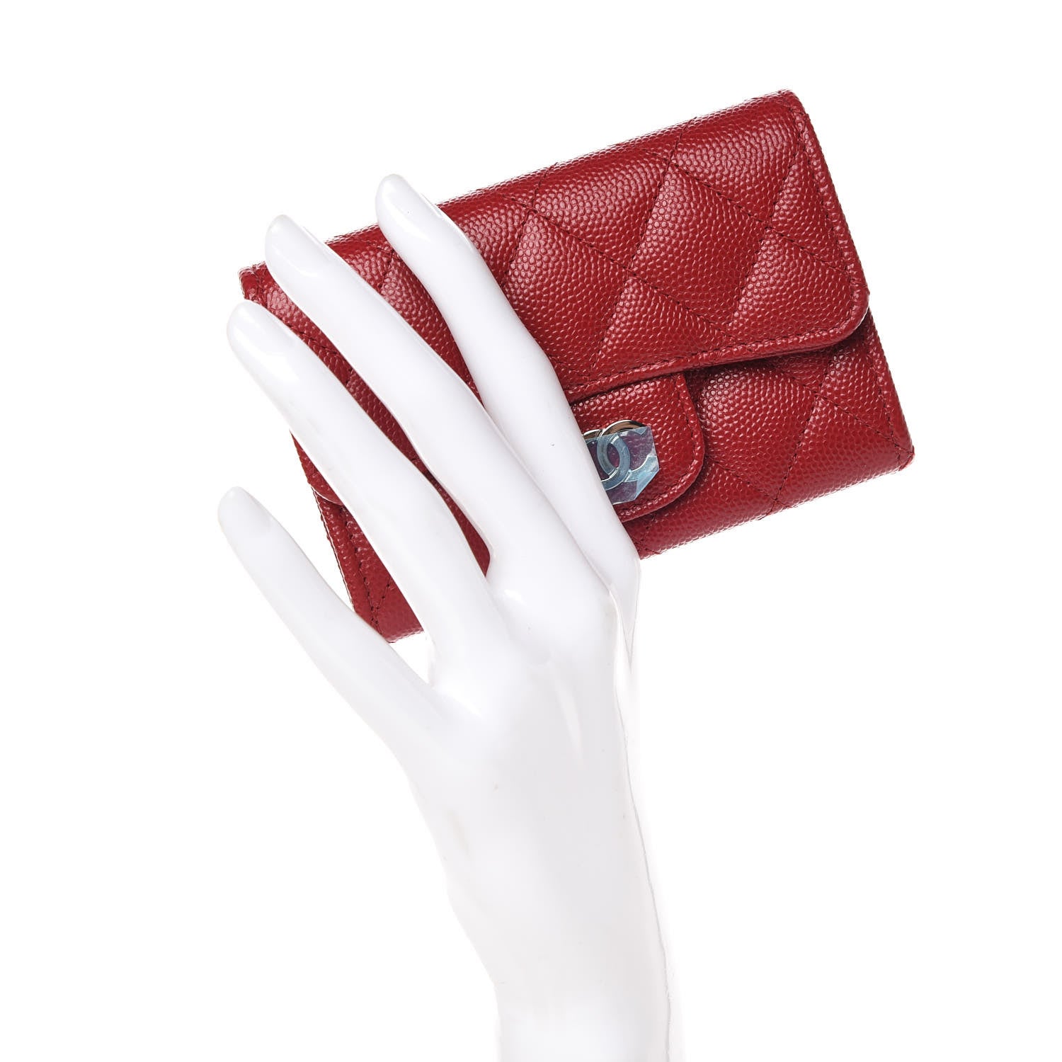 Chanel Caviar Quilted Flap Card Holder Dark Red 2 of 11