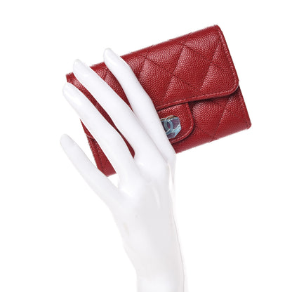 Chanel Caviar Quilted Flap Card Holder Dark Red 2 of 11