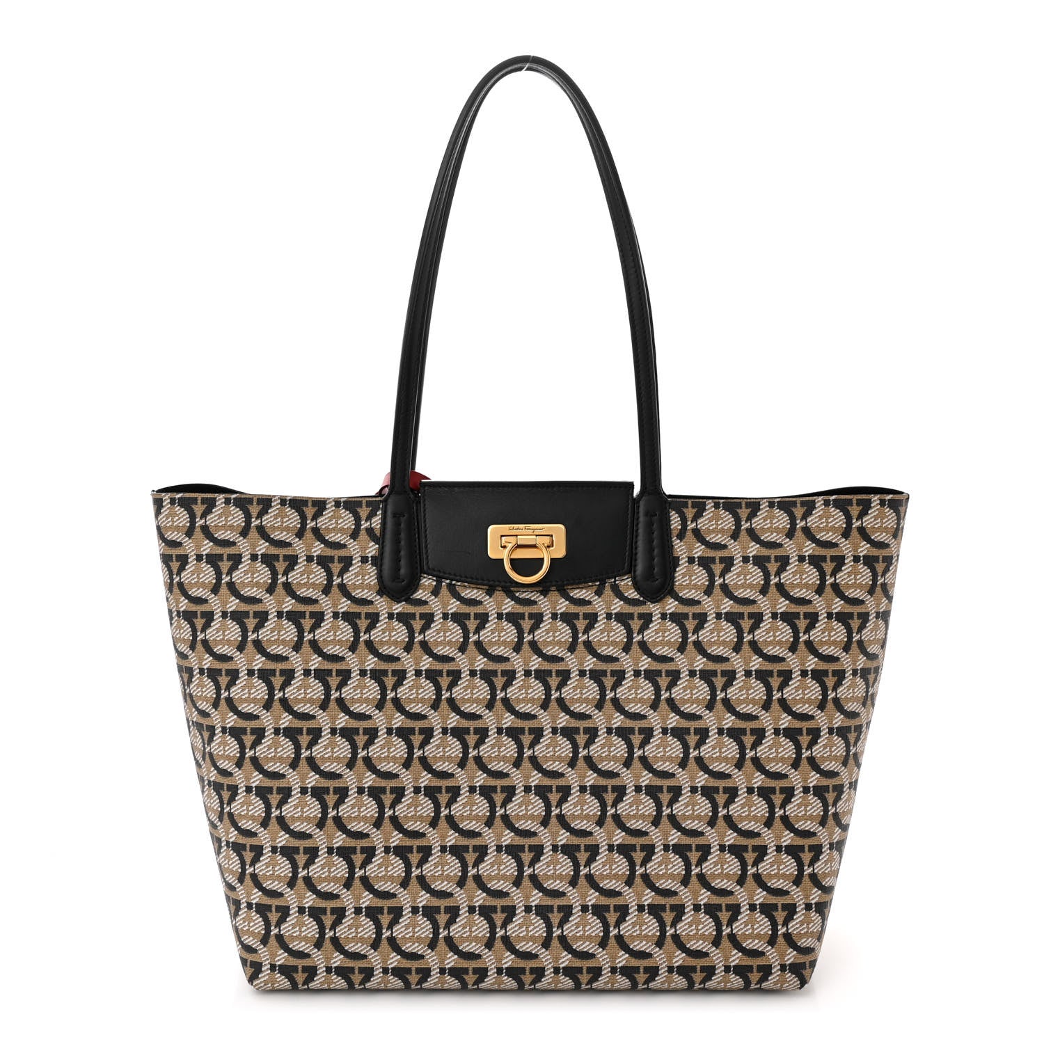 Salvatore Ferragamo Canvas Calfskin Gancini Bag Black 1 of 12