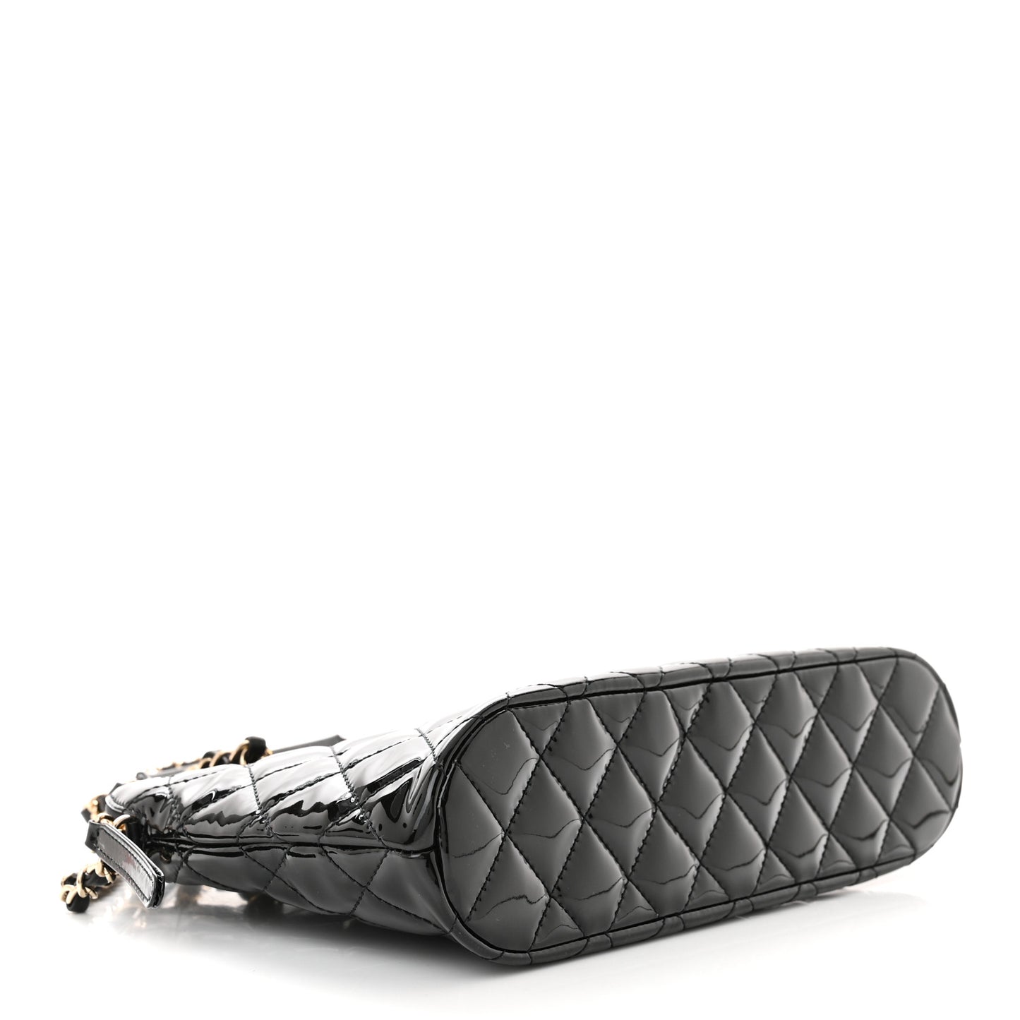 Patent Quilted Shiny Coco Small Shopping Bag Black