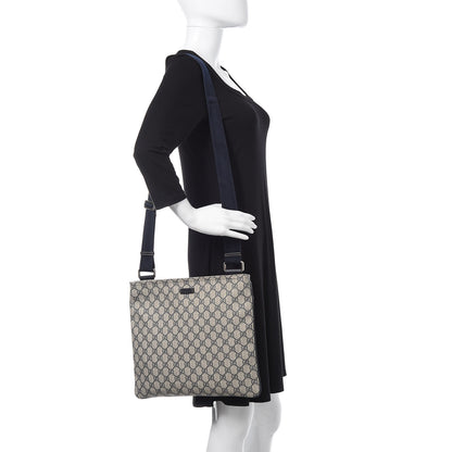 Gucci GG Plus Monogram Large Flat Messenger Bag Beige Blue 2 of 10