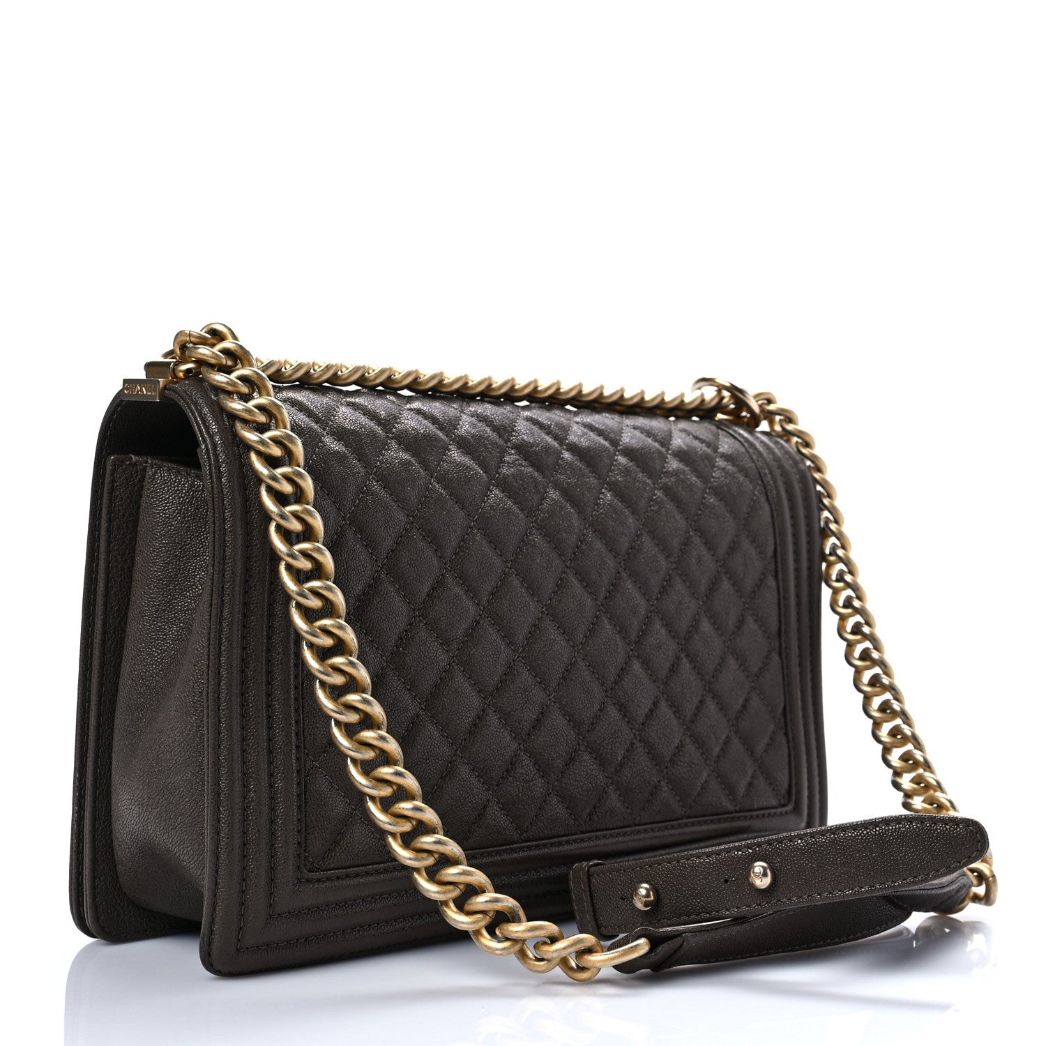 Chanel Caviar Quilted New Medium Boy Flap Khaki 2 of 7