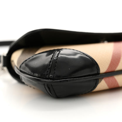 Burberry Nova Check Patent Calfskin Flap Shoulder Bag Black 9 of 13