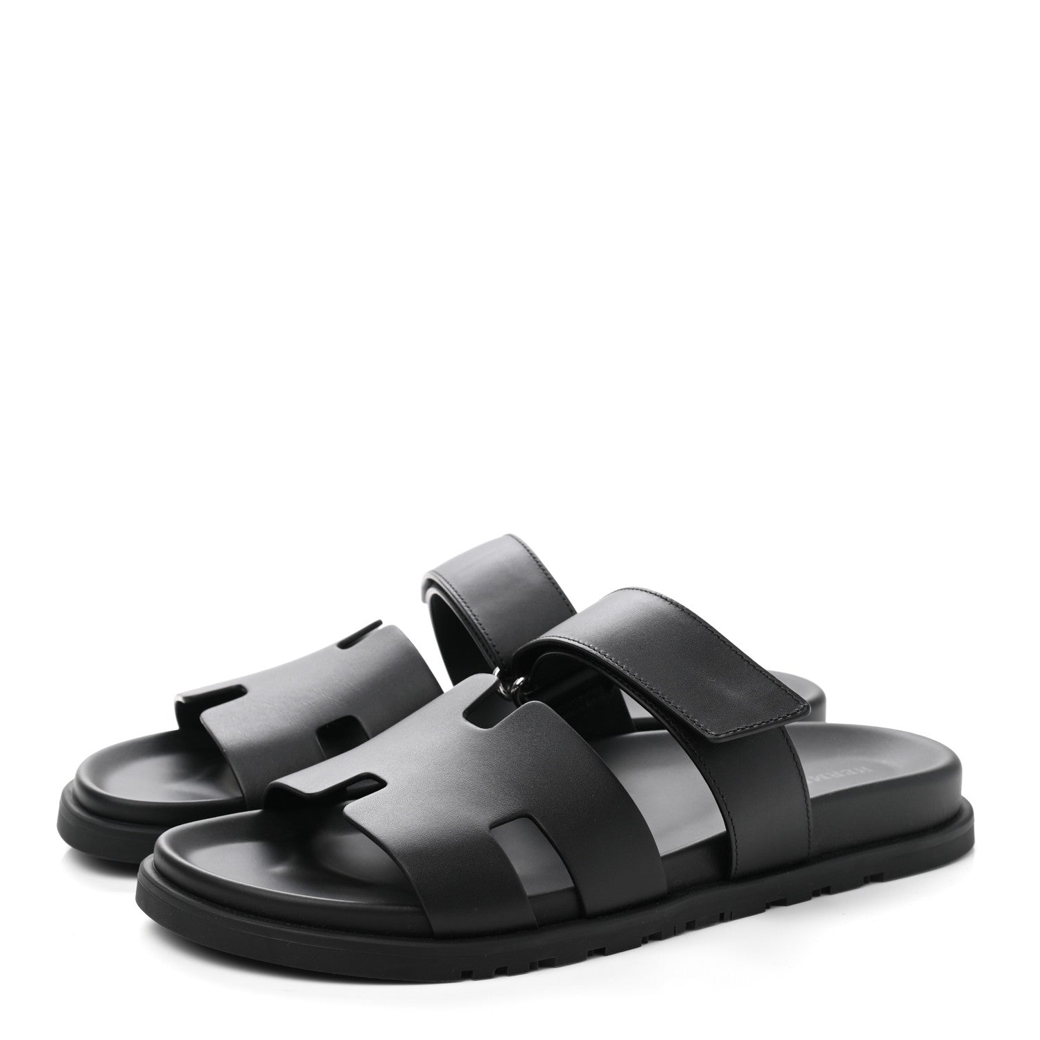 Hermes Calfskin Mens Chypre Sandals 42.5 Black 3 of 9