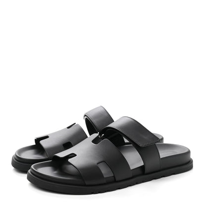 Hermes Calfskin Mens Chypre Sandals 42.5 Black 3 of 9