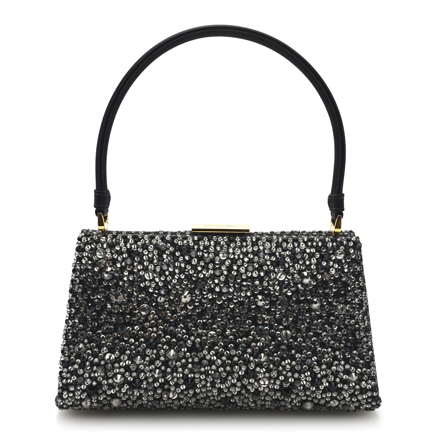 Christian Dior Satin Sequin Frame Bag Black 1 of 10